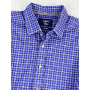 Charles Tyrwhitt‎ Mens Large "Weekend" Classic Fit Blue Plaid Button Down Shirt